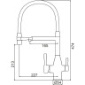 Смеситель для кухни с гибким изливом FRAP F4398-3 с подключением фильтра питьевой воды сатин золотой/белый